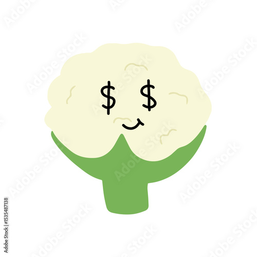 Popular kawaii cauliflower variant expression face cartoon design