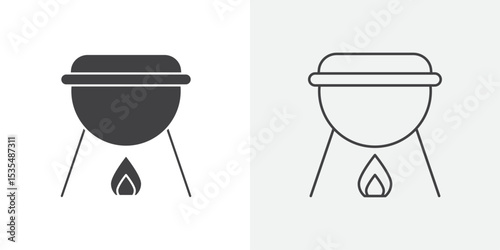 Barbecue grill icon Line graphics illustration