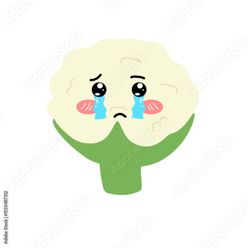 Popular kawaii cauliflower variant expression face cartoon design