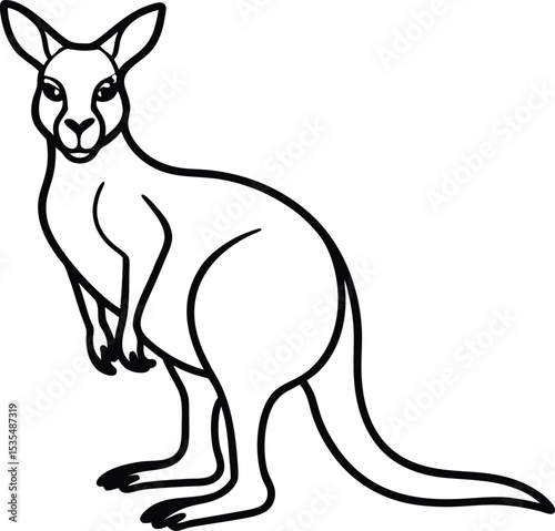 Kangaroo black silhouette on white background 

