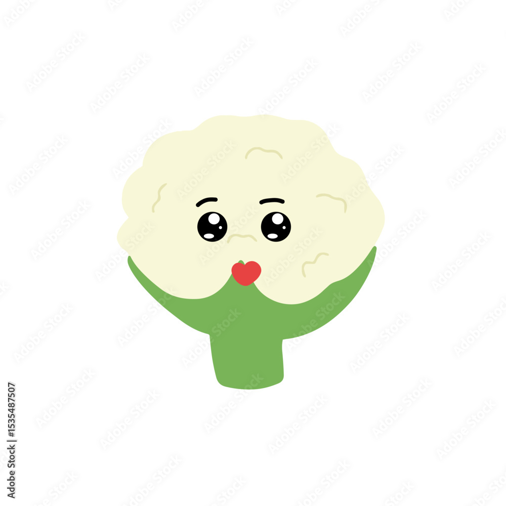 Fototapeta premium Popular kawaii cauliflower variant expression face cartoon design