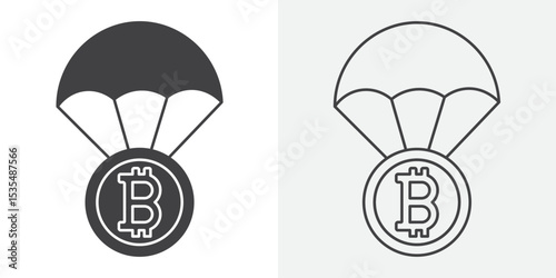 Bitcoin airdrop icon Line graphics illustration