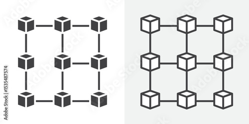 Blockchain technology icon Line graphics illustration