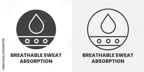 Breathable sweat absorption icon Line graphics illustration
