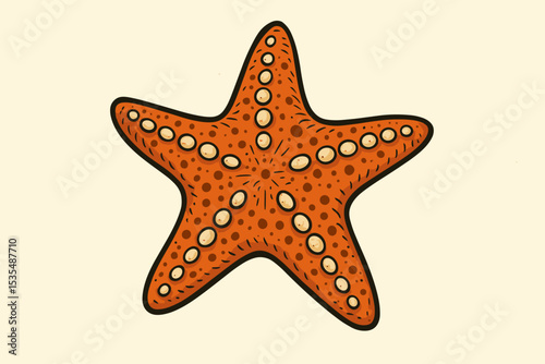 Retro starfish vector illustration. Detailed sea star drawing with vintage texture. Isolated ocean animal graphic. Concept for marine biology, summer vacation and beach life.