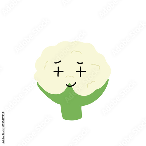 Popular kawaii cauliflower variant expression face cartoon design