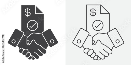 Business agreement handshake icon Line graphics illustration