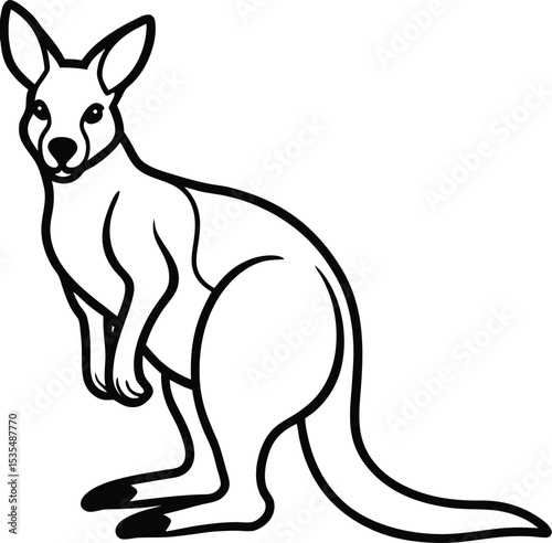 Kangaroo black silhouette on white background 
