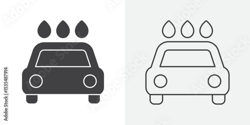 Car wash shop icon Line graphics illustration