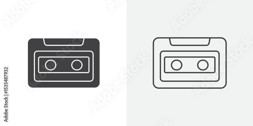 Cassette tape icon Line graphics illustration