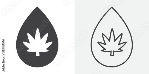 CBD oil drop icon Line graphics illustration