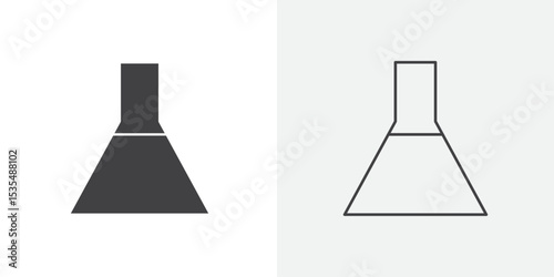 Chemical flask icon Line graphics illustration