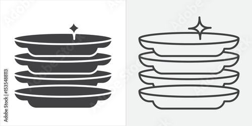 Clean stack plates icon Line graphics illustration