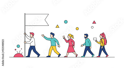 Team Walking Together for a Common Purpose Striving for Success and Growth