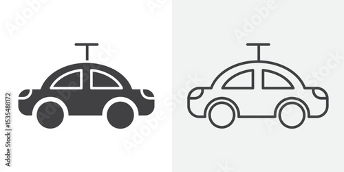 Clockwork car toy icon Line graphics illustration