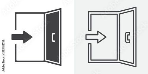 Emergency exit icon Line graphics illustration