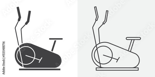 Elliptical bike icon Line graphics illustration