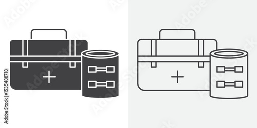 Emergency kit icon Line graphics illustration