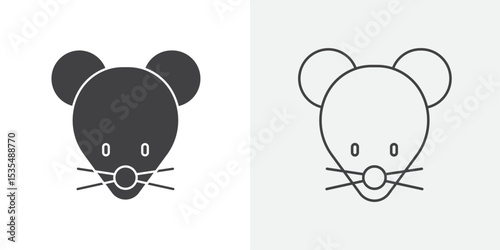 Face of mouse icon Line graphics illustration