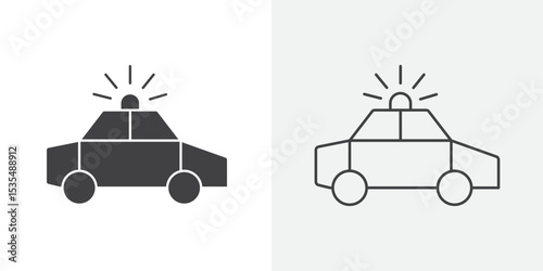 Flashing police car icon Line graphics illustration