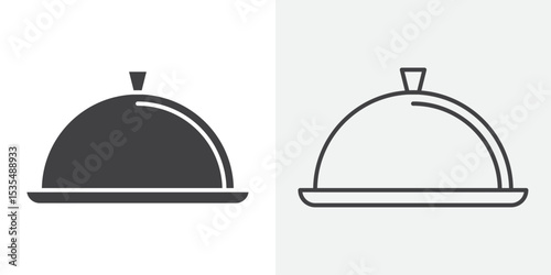 Food Tray and Cover icon Line graphics illustration