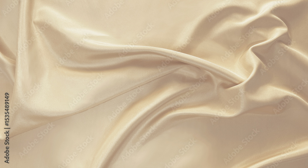 Obraz premium Pastel white nude beige blonde butter milk sand banana lemon light khaki vanilla cream pale peach wheat canary flax cornsilk champagne gardenia color pantone 2025. Wrinkled silk satin fabric backdrop.
