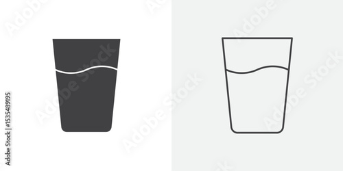 Glass of water icon Line graphics illustration