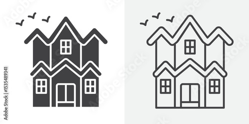 Haunted house icon Line graphics illustration