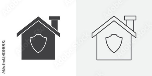 Home security icon Line graphics illustration