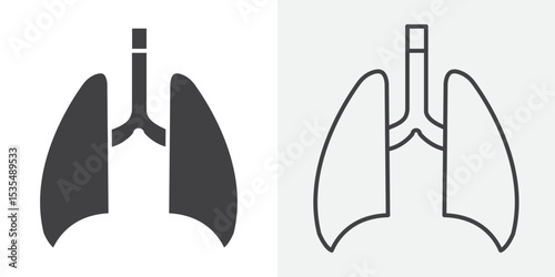 Human lungs icon Line graphics illustration