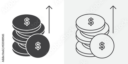 Increase money icon Line graphics illustration