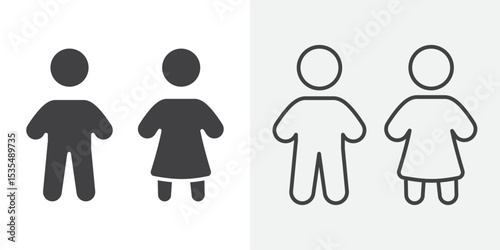 Kids or children icon Line graphics illustration