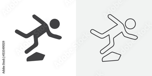 Man tripping icon Line graphics illustration