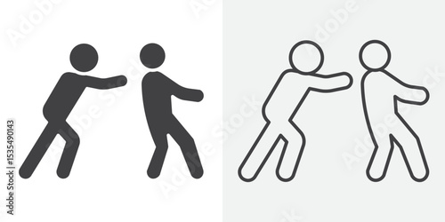 Man pushing another person icon Line graphics illustration