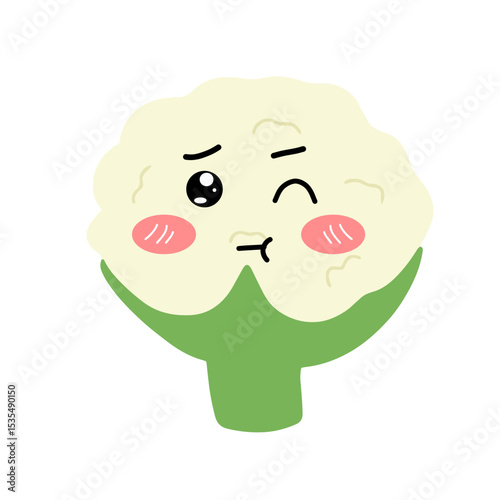 Various Cauliflower expressions of cartoon illustrations. cute and adorable emoticons of fruits and vegetables style