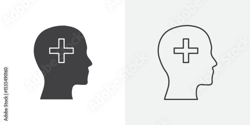 Mental health icon Line graphics illustration