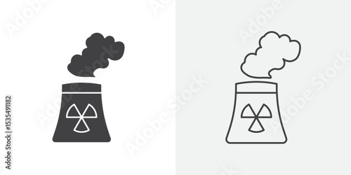 Nuclear power plant icon Line graphics illustration