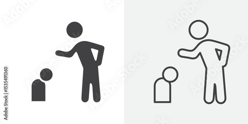 Parents scolding child Line graphics illustration