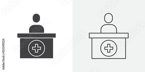 Pharmacist icon Line graphics illustration