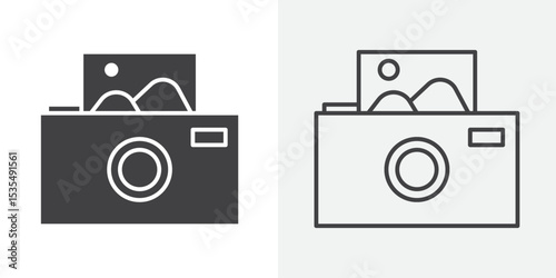 Picture snapshot icon Line graphics illustration