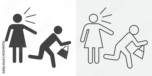 Purse snatcher icon Line graphics illustration