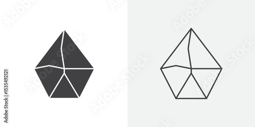 Rock stone crystal icon Line graphics illustration