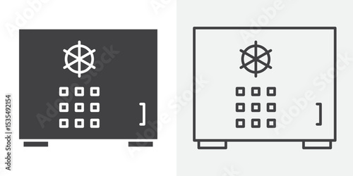 Safe vault box icon Line graphics illustration