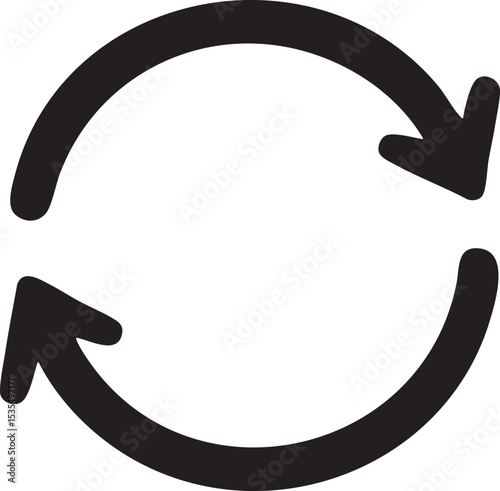 Circular Arrow Symbol Representing Refresh Reload Recycle or Loop in Black on a White Background