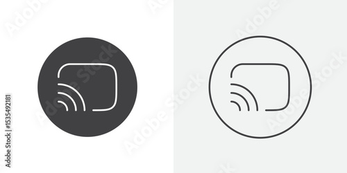 Screen cast icon Line graphics illustration