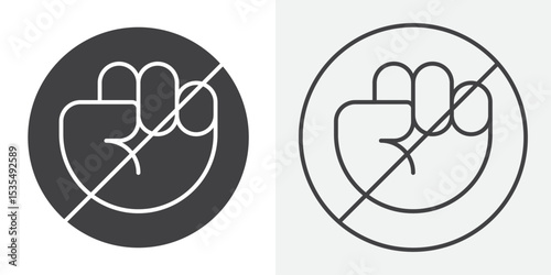 Stop violence icon Line graphics illustration