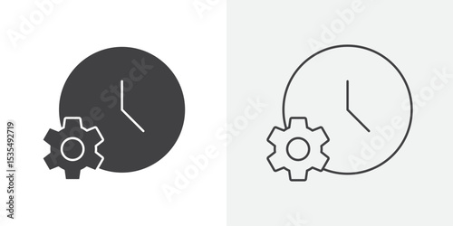 Time management icon Line graphics illustration