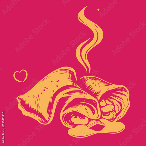 Crepes delicious sweet dessert food concept design logo vector illustration.