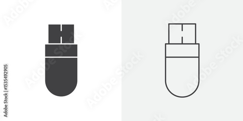 Usb stick icon Line graphics illustration