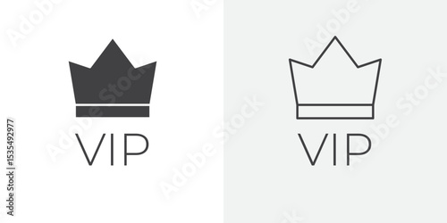 Vip text with crown icon Line graphics illustration
